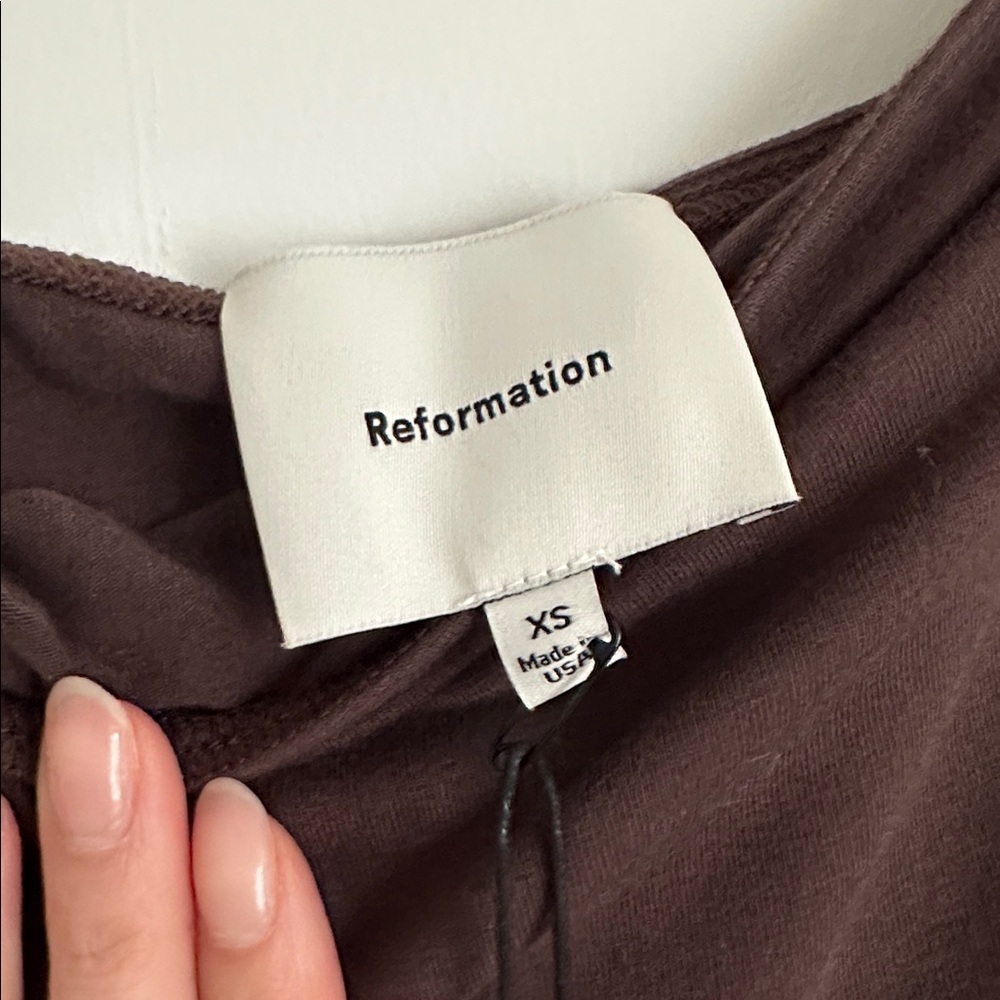 Reformation Lora Knit Strapless A-Line Midi Dress in Dark Brown *NEW* - Picture 5 of 5